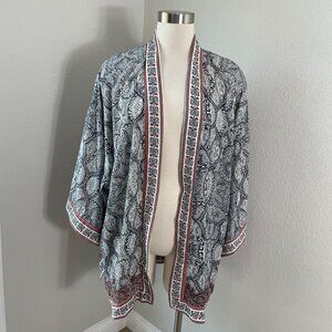 Max Studio Womens Plus 1X Open Front Paisley Kimono Cardigan Cover Up